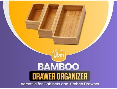 YBM Home Bamboo Drawer Organizer Box Multi-Use Storage for Junk Drawer, Office, Home, Kitchen, Bedroom, Children Room, Craft, Sewing, and Bathroom (2, 6x6x2 inch)