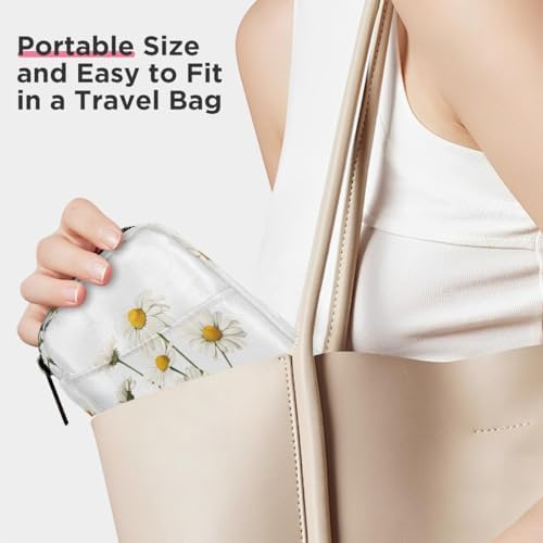 Pill Organizer Box Daisy Spring Flower 7-Day Weekly Medicine Pill Case Travel Pill Container Portable Pill Holder Storage Purse Bag Small Compact Size for Vitamin Supplement Birth Control