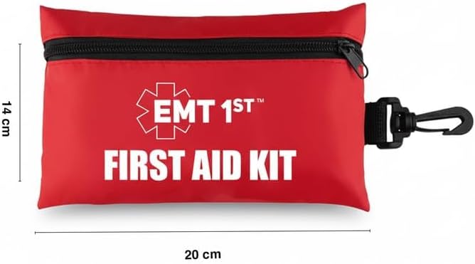 EMT 1st 73 Pcs Responder Mini Emergency First Aid Kit with 23 Unique Items | EMT First Aid Kit Pouch for car, Travel & Home, Emergency Blanket, Emergency Bag for Hiking, Camping, Backpacking & Outdoor
