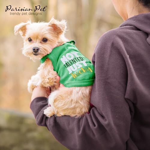 Parisian Pet Dog Shirt – 100% Cotton Green Shirts for Large Dogs – Sleeveless Puppy Vest – Lightweight and Breathable Funny Pet Apparel – St. Patrick’s Day Dog Clothes - Stretchy T Shirts for Dogs