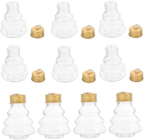 10pcs Christmas Tree Shaped Refillable Candy Jars Juice Bottles for Holiday Decorations for Beverages and Juice Storage