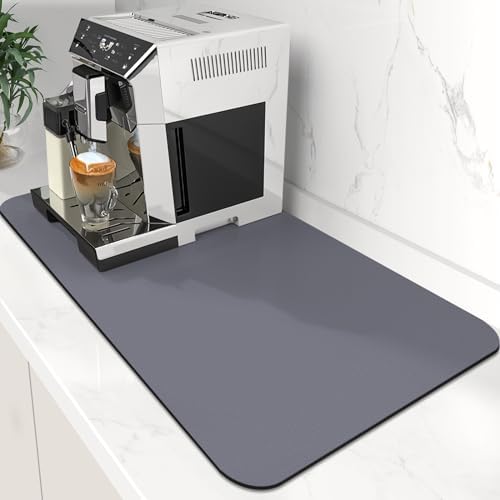 Coffee Mat Super Absorbent Dish Drying Mat Coffee Bar Mat 16"x 24", Grey