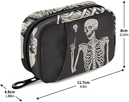 Human Skeleton Pill Box 7 Day Pill Case Travel Pill Organizer Bag with Zipper Portable Weekly Case Compact Size for Vitamin Supplement Holder