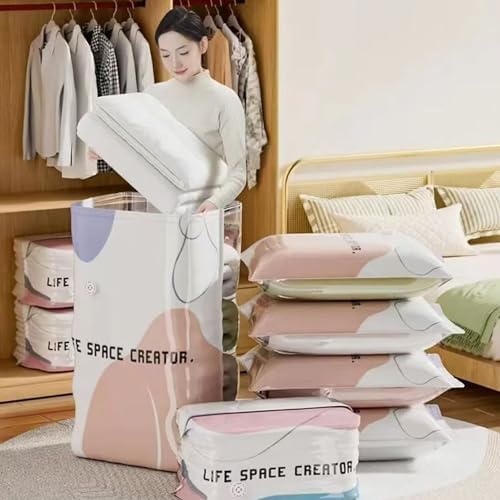Vacuum Storage Bags,Vacuum Seal Bags For Clothing, Compression Packing Cubes Vacuum Storage Bags, Design For Quilt And Clothes Bedding Organizers For Closet Moving Dorm (2, Large And Medium)