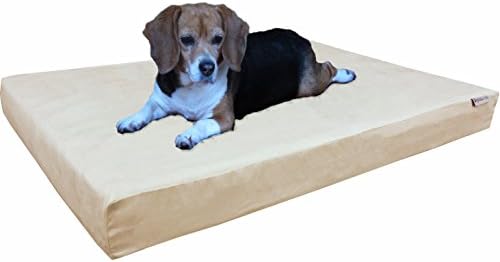 Dogbed4less Waterproof Memory Foam Dog Bed for Medium Dogs with Washable Cover and Extra Pet Bed Case 37X27X4 Inch, Khaki