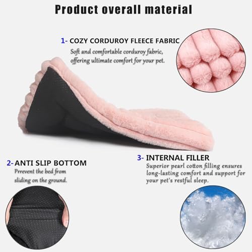 Extra Small Dog Crate Pad 18 x 12 Dog Beds for Tiny Dogs Deluxe Corduroy Fleece Fluffy Comfy Kennel Pad Washable Cute Flat Cat Bed Mat Pink Pet Sleeping Cushion for Mini Small Puppy Breeds XS