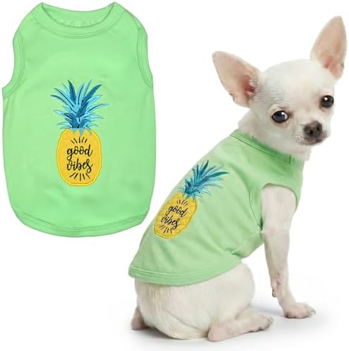 Parisian Pet Dog Shirt – 100% Cotton Shirts for Small Dogs – Tropical Sleeveless Pet Vest – Lightweight and Breathable Dogs Apparel – Cute Dog Clothes - Stretchy T Shirts for Pets
