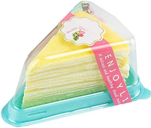 Set of 50 Cake Slice Container Cheesecake Cake Slice Container,Green | Transparent Plastic Cakes Box Holder