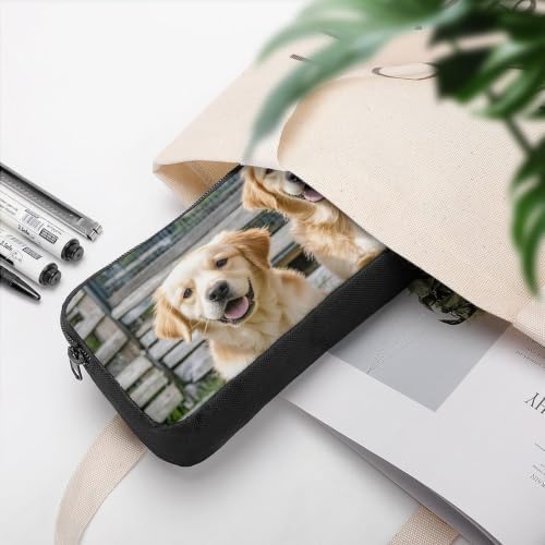 Retriever Dogs Puppies Pets Pencil Case Large Capacity Pencil Pouch | Portable Pencil Bag Zipper Pouch Small Makeup Bag for Women, Durable Aesthetic Pencil Cases for Office Supplies Organizer