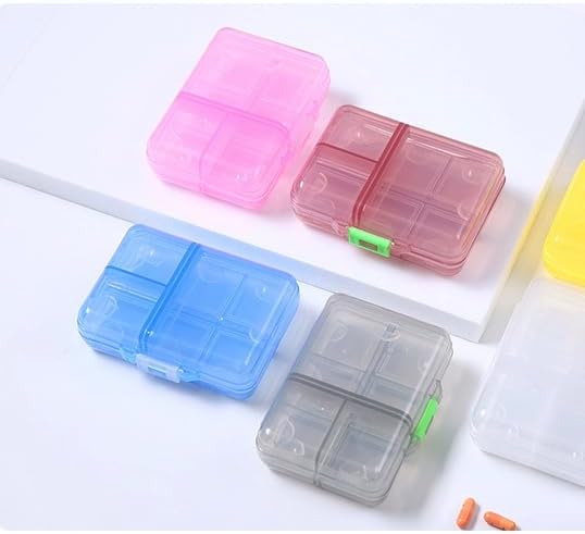 Airtight Pill Organizer Box, Large Size Daily Medicine Dispenser | Home Travel Essential Supplement Holder Pill Reminder, Portable Weekly Vitamin Fish Oil 9 Compartment Capsule Container, Pink