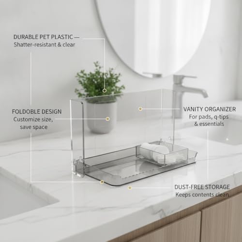 Foldable Storage Box PET Plastic Vanity Organizer for Cotton Pads and Small Essentials (1 PC)