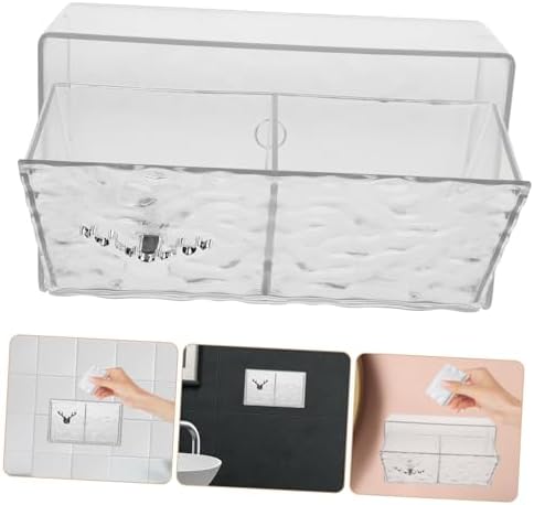 Beaupretty Wall Mounted Cotton Pad Holder Durable Makeup Organizer for Bathroom Space Saving Storage Box for Cotton Swabs and Beauty Accessories Easy Sturdy Pet Material