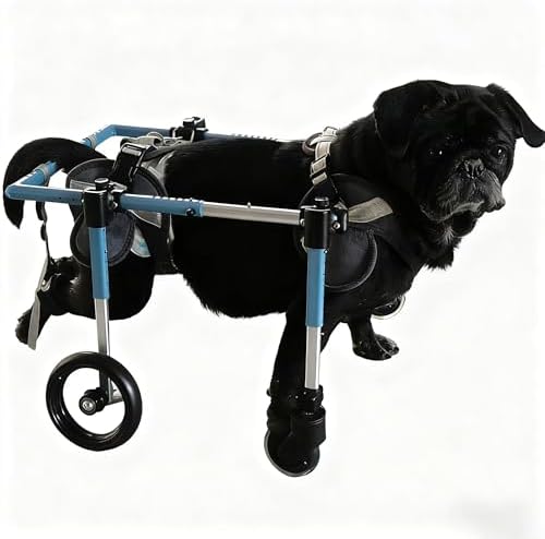 Dog Cart for Paralyzed Dogs Hind Legs Adjustable XS–XXL Weight Capacity Pet Wheelchair, Aluminum Alloy Lightweight Frame, Mobility Aid for Senior Disabled Dogs Rehab Walking