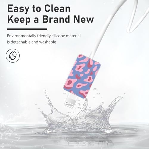 CameCosy Cable Protector for iPhone Type-c Charger, Pink/Black/Brown Leopard Pattern 4PCS Phone Charger Protector,Charging Cord Protector,Cable Chomper,Charger Case for Women Girls