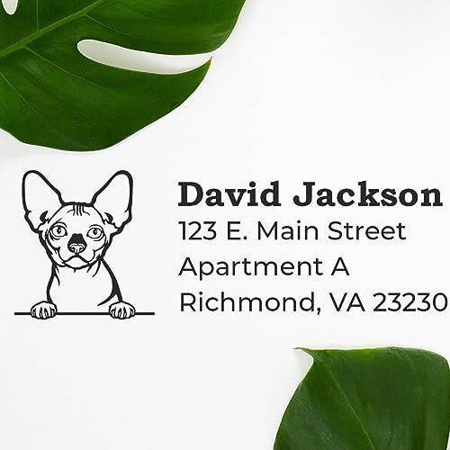 Peeking Bambino Cat Address Stamp Self-Inking - Custom Rubber Stamp | Self-inking body. Address Stamper for Cat Lovers. Bambino Cat Home Address Stamp Custom Made. 4 case colors. Laser-cut.