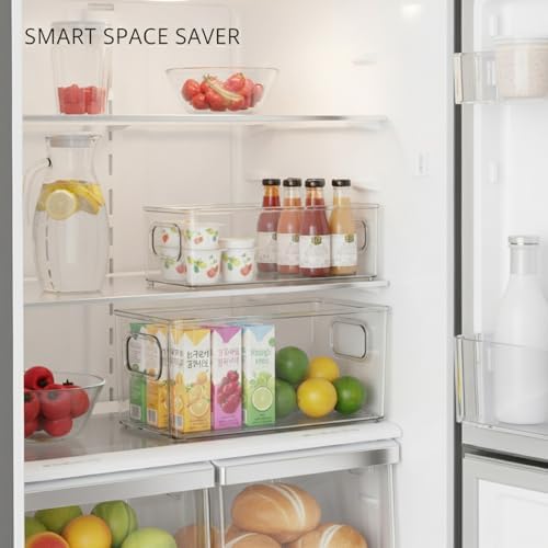 Adjustable Fridge Organizer Shelf, Clear PET Plastic Vertical Divider for Refrigerator Doors & Drawers, Space Saving Storage Rack (1 Pack)