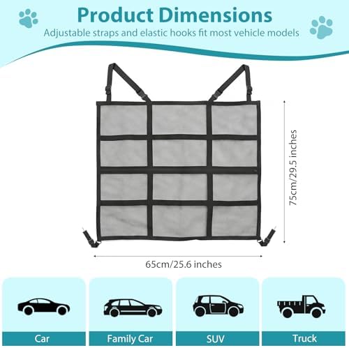 VavoPaw Dog Car Barrier, Car Net for Dog, Pet Barrier for SUV/Car/Truck
