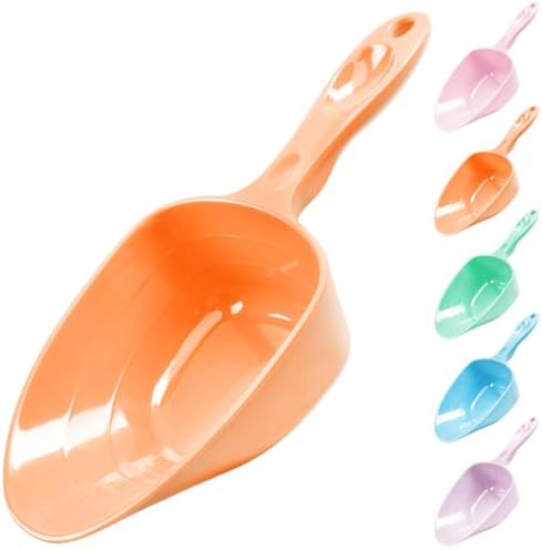Melamine Pet Food Measuring Scoop, 1 Cup 1/2 Cup 1/4 Cup with Clear Measurement Lines for Dog, Cat, Bird, and Rabbit, Durable, Ergonomic Handle, Dishwasher safe-Orange & Purple