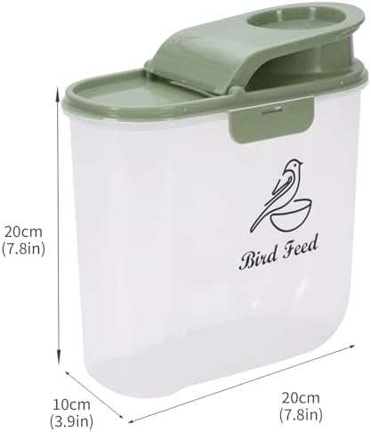 Bird Seed Storage Container, 2L/2.1Qt, Airtight, Flip Lid & Pour Spout | Bird Food Container with Scale for Sunflower Seeds, Portable Travel Kibble Storage Dispenser for Small Animal,Green