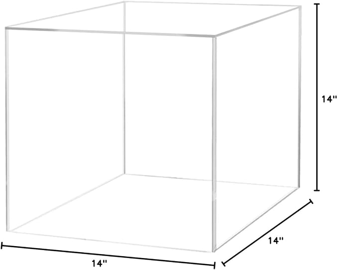 Marketing Holders 14" Clear Acrylic Display Box with One Open Side No Lid Versatile Square Plexiglass Merchandise Storage Bin or Retail Product Riser