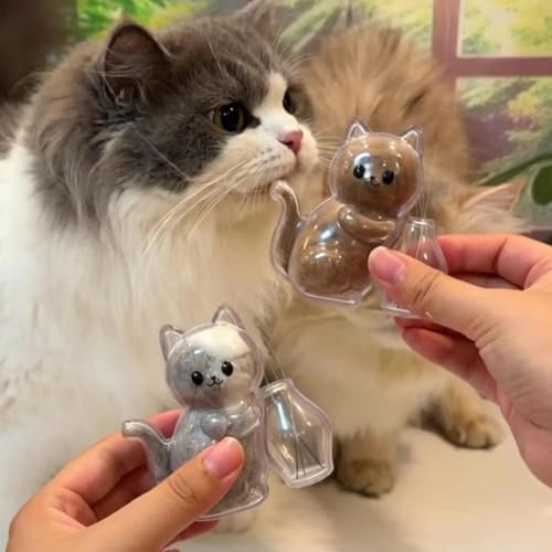 Cat Whisker Holder Fridge Magnet,Pet Hair Storage Capsule,Clear Cat-Shaped Pet Keepsake Box,Cats Hair Container FridgeMagnet,Refillable Cute Cats VaseMagnet,Cat Hairs CollectionBottle for PetsLovers