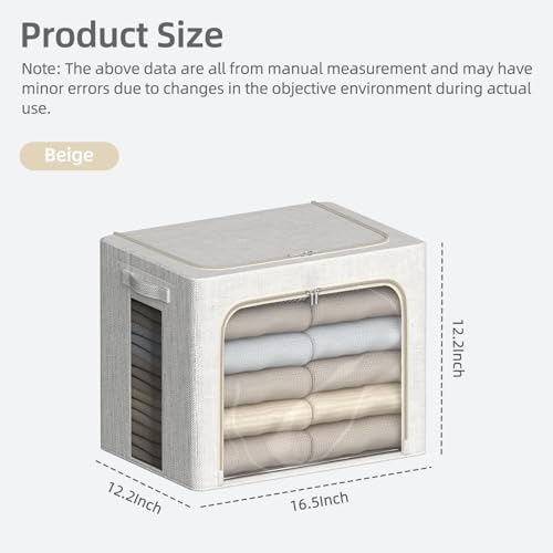 FHSQX 6 Pack Clothes Storage Bins,Ivory White, 16.5x12.2x12.2inch (40L)