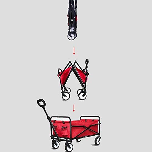 Folding Wagon, Garden Trolley Capacity 60 Kg, Portable Garden Cart with 4 Wheels, for Transport Garden Tools, Pets, Travel, Camping, Concerts, Beaches