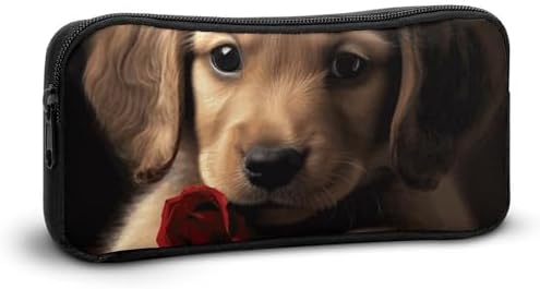 Cute Pet Dog Pencil Case Office Stationery Organizer Simple Sturdy Zipper Closure Portable Pencil Bag Office Travel Multi-Purpose Bag