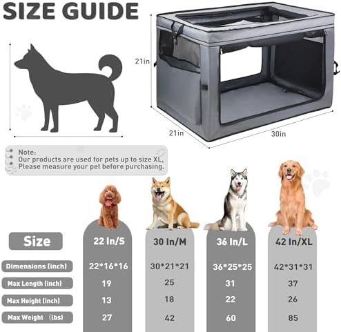 ZUKKA Collapsible Dog Crate for Medium Large Dogs Portable Waterproof Dog Crate Foldable Soft Kennel 3-Door and Mesh Windows for Indoor & Outdoor Travel,with Storage Bag
