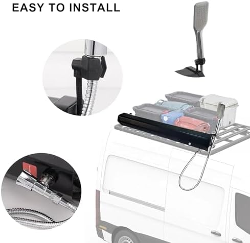 FQMYLTYN Pressurized Water Tank for Camping Shower, Portable Vehicle Water Storage, Roof Rack Solar Heated Tank, for Hiking, Car wash, Pet Cleaning, Beach Vacations(18L)
