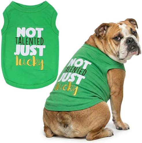 Parisian Pet Dog Shirt – 100% Cotton Green Shirts for Large Dogs – Sleeveless Puppy Vest – Lightweight and Breathable Funny Pet Apparel – St. Patrick’s Day Dog Clothes - Stretchy T Shirts for Dogs