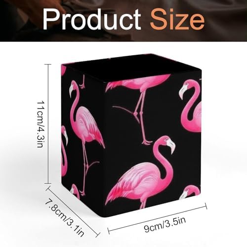 Modern Leather Desk Organizer Pen Cup Pencil Holder Lovely Animal Pink Flamingo Makeup Brush Storage