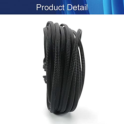 Jutagoss PET Expandable Braided Cable Sleeve, 32.8ft - 3/16 inch Black Cable Management Sleeve, Wire Loom Tube Cord Protector for USB Cable, Power Cord, Audio Video and More, 1Pc