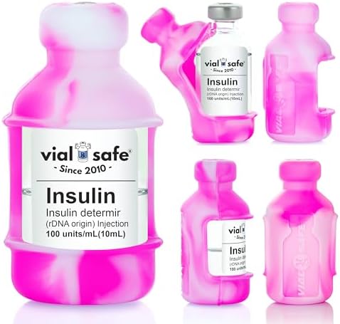 VIAL SAFE Silicone Insulin Vial Protector Case Cover 2-Pack Tie Dye Pink