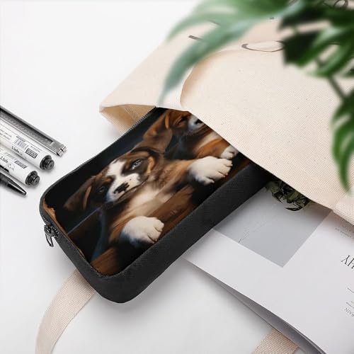 Puppies Dogs Pets Animals Pencil Case Large Capacity Pencil Pouch Portable Cute Pen Bags Multifunctional Pencil Bag Sturdy Aesthetic Pen Pouch Fashion Tool Bag Desk Organizer Unisex