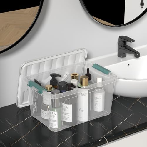 Zopnny 14-Qt Storage Bin with Lid, Stackable Latch Box with Handle, 6-Pack