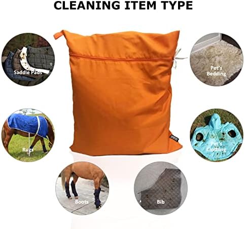 Pet Washing Bag Dog Cat Horse Hair Laundry Bag for Rug Sheet Boots Pets Laundry Helper by Harrison Howard Orange
