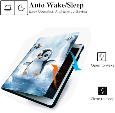 for Microsoft Surface Go 4/3/2/1-10.5" 2021 Tablet Case,Auto Wake/Sleep,Adjustable Stand Protective Cover - Cute Penguin Cartoon