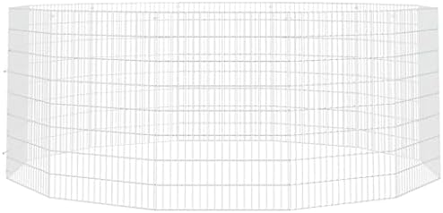 12-Panel Galvanized Iron Small Animal Enclosure Playpen 31.5" H Octagonal Collapsible Fence for Rabbits Guinea Pigs Indoor Outdoor Use
