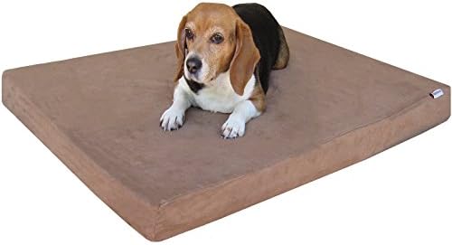 Dogbed4less Waterproof Memory Foam Dog Bed for Medium Dogs with Washable Cover and Extra Pet Bed Case 37X27X4 Inch, Brown