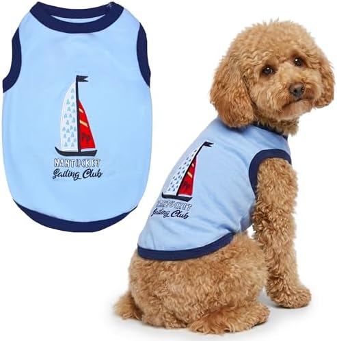 Parisian Pet Sailing Club Dog Cat Clothes Tee Shirts Dog T-Shirt, L