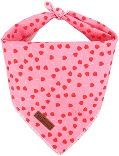 Valentine’s Dog Bandana, Valentine Triangle Bid Scarf for Girl Boy Medium Large Dogs, Adorable Puppy Wedding & Valentine’s Bandana, Cute Soft Cotton Pet Kerchief