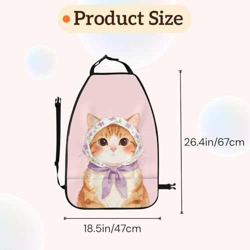 Car Seats Back Protector 2 PCS - Country Cat | with 3 Storage Pockets, Shield Seats From Dirt, Mud Scratches, Fits Cars SUVs Trucks and Jeeps