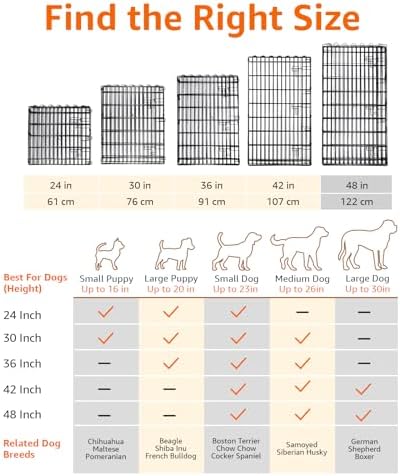 Amazon Basics Foldable Metal Indoor/Outdoor Dog Playpen, Octagonal Exercise Pen, Single Door, 8 Panels, 48 Inch Tall, X-Large, 60 x 60 x 48 Inches, Easy to Assemble, Black