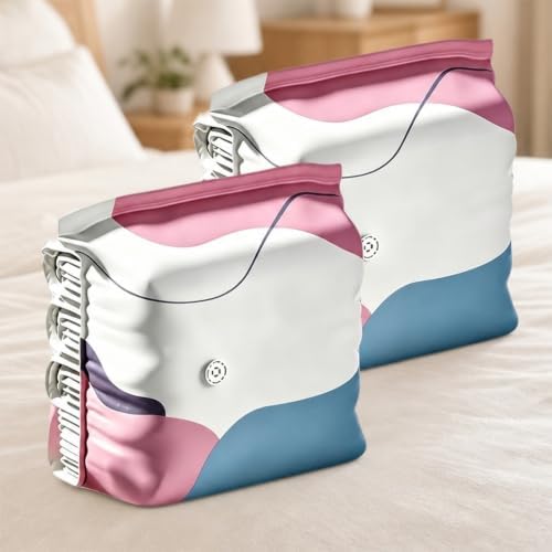 2pcs Travel Vacuum Bags Reusable No-Pump Vacuum Storage Bags Without Pump | 2pcs Vacuum Seal Bags Without Pump; Travel Space Saver Bags for Clothes, Bedding & Comforters; Reusable PET/PE; Double