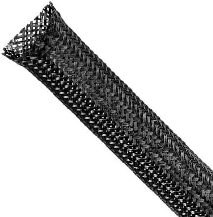 Braided Sleeving, PET Expandable Cable Sleeve, Mesh Cable Management for TV, Computer, Home Theater, Flexible Cord Protectors from Pets No Chew (Black, 3/8" x 25ft)