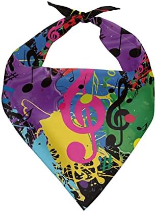 Howilath Colorful Ink Splash Notes Bandana, Washable Dog Kerchief Scarf Accessories for Small to Large Dogs, Puppies & Cats