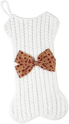 Unomor Xmas Stocking Bone Shape Pendant Bag Knitted Holiday Decor for Candy Storage Unique Christmas Hanging Decoration for Pets and Boys and Girls Soft and Lightweight Design
