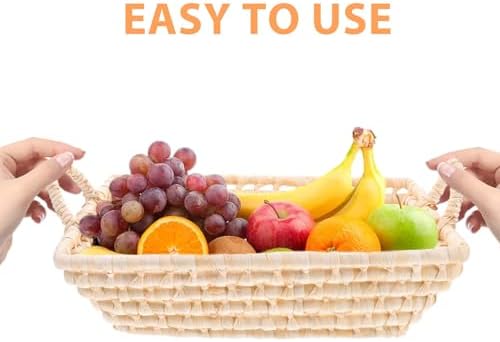 KESYOO Mini Woven Basket, Corn Husk, Beige, Open Storage Bin