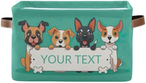 Personalized Dog Storage Basket with Handles, Customized Pet's Name Foldable Storage Bins Organizer Bag for Coats, Blankets, Clothes, 1PC